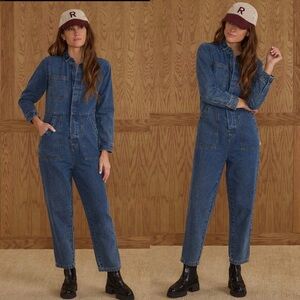 Rylee + Cru Coverall Jumpsuit new denim long sleeve